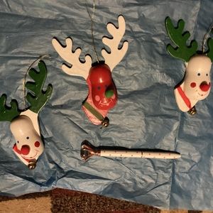 Vintage Holiday Reindeer tree ornament set!
